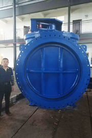 AWWA DN2000 SS304 নীল বায়ুসংক্রান্ত প্লাগ ভালভ, ওয়ার্ম গিয়ার বৈদ্যুতিক প্লাগ ভালভ যান্ত্রিক যৌথ সংযোগ